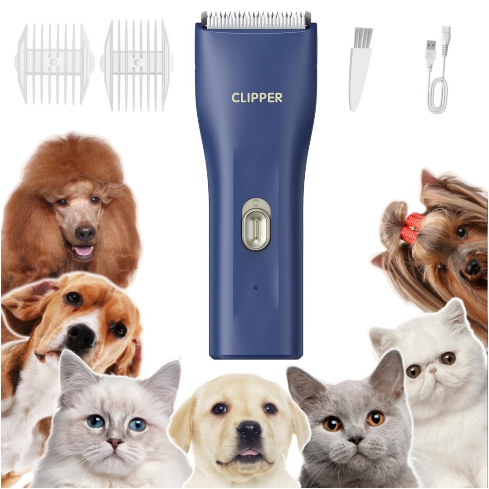 Tileon dog clippers motor close-up shows 7500 rpm power for fast grooming sessions.