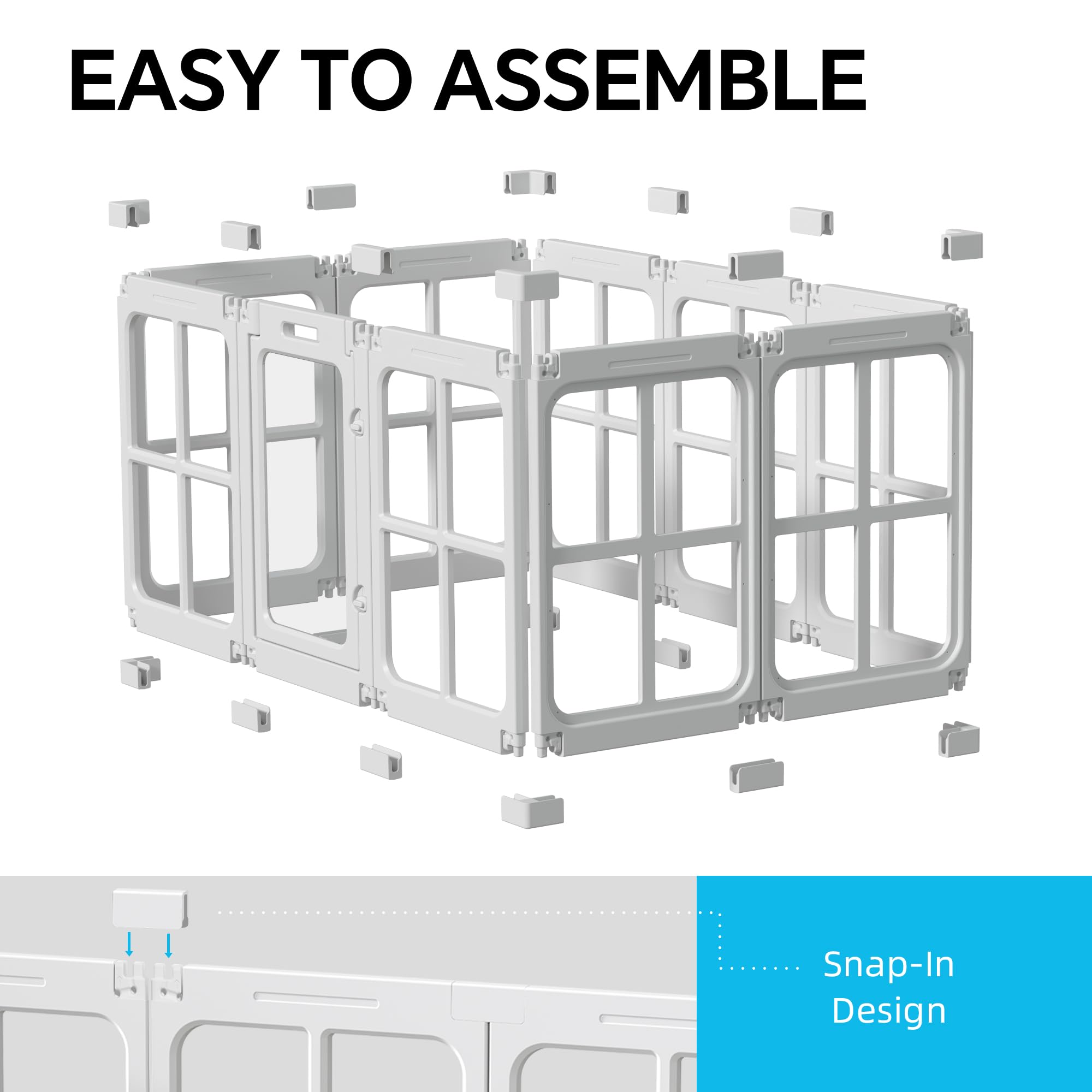 Tilinyan & One durable HDPE-ABS pet pen withstands energetic play and protects floors.