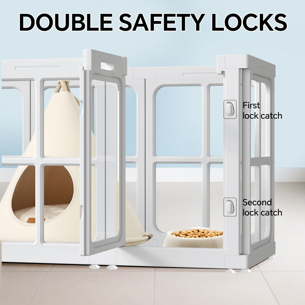 Tilinyan & One easy-to-clean white pet pen simplifies post playtime care.