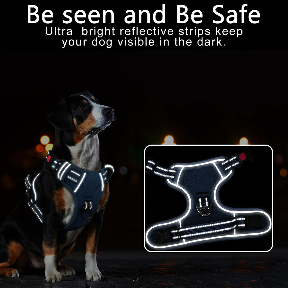 Timos dog harness frontclip-reflective-vest increases night visibility for safer walks
