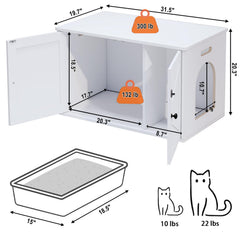 Timberer cat litter box enclosure divider in place preserves privacy and neatness.