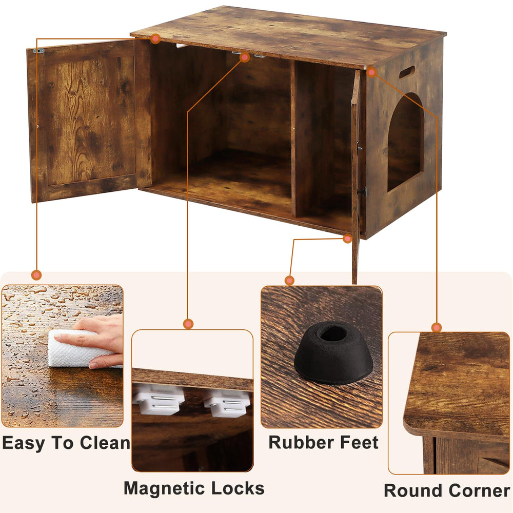 Timberer cat litter box enclosure easy-clean surface simplifies maintenance.