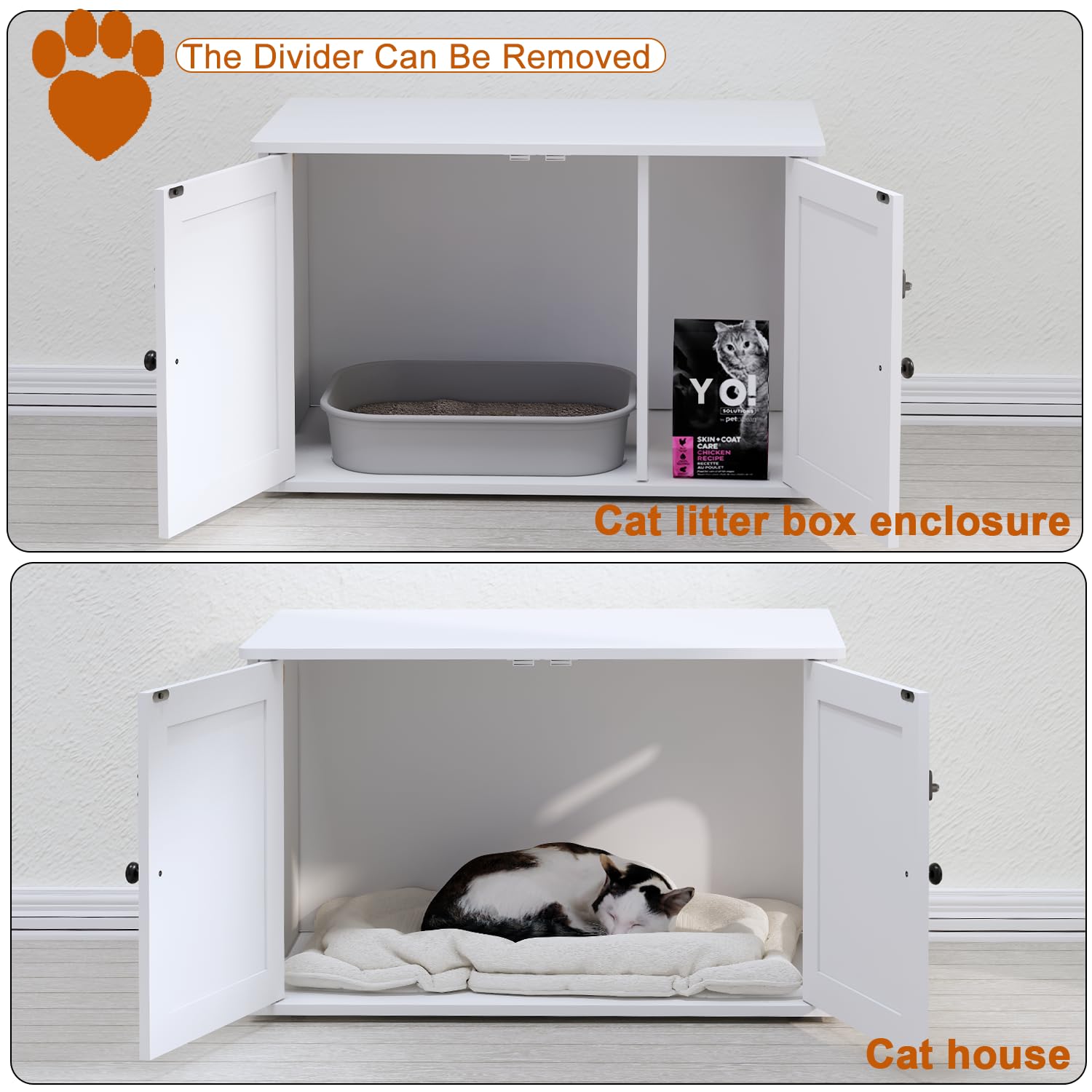 Timberer cat litter box enclosure side view demonstrates compact furniture integration.