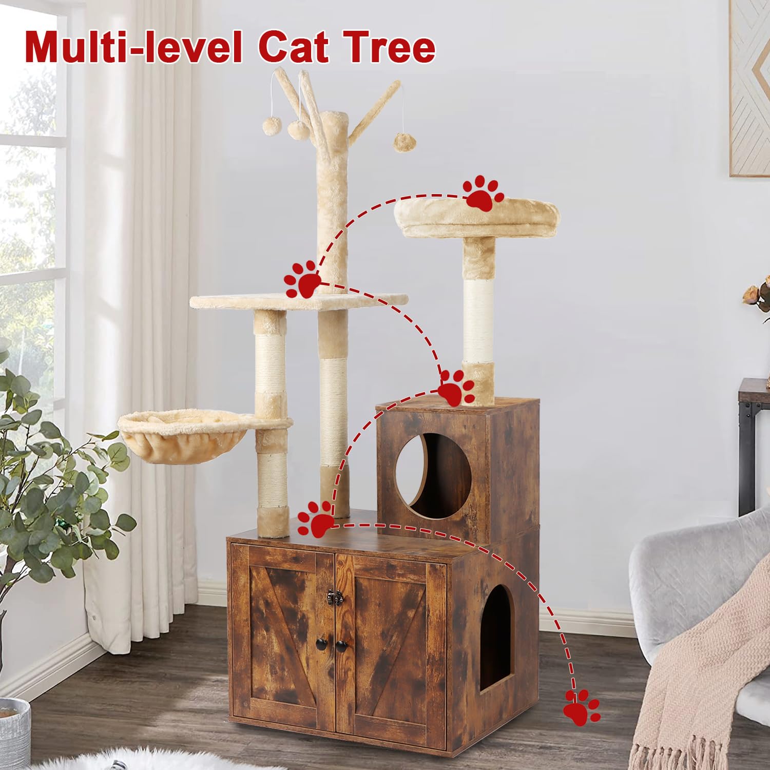 Timberer cat tree hammock provides a cozy resting spot in a compact design.