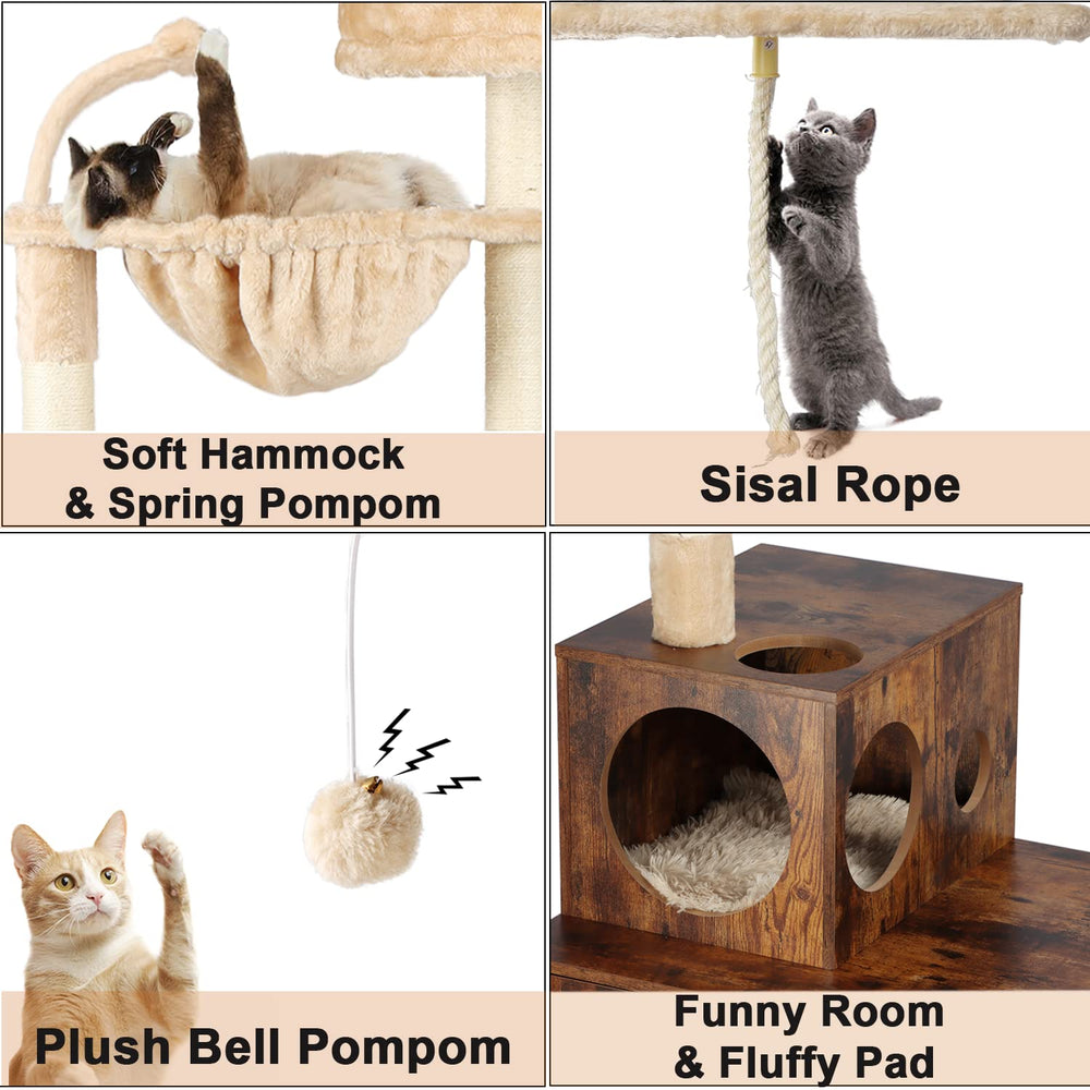 Timberer cat tree pompoms add playful accents for cats to explore.