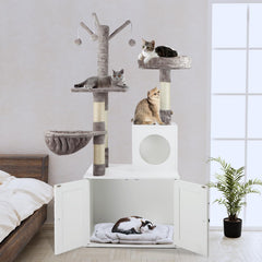 Timberer litter box enclosure private litter area behind door for discreet use