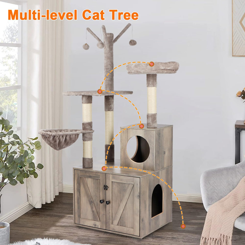 Timberer Litter Box Enclosure removable pompom sticks for interactive play