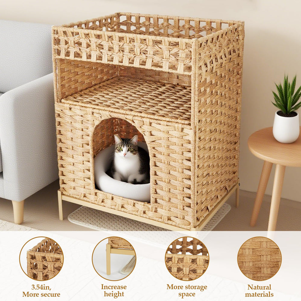 TIMIEEYA Cat house interior space offers private litter area for cats.