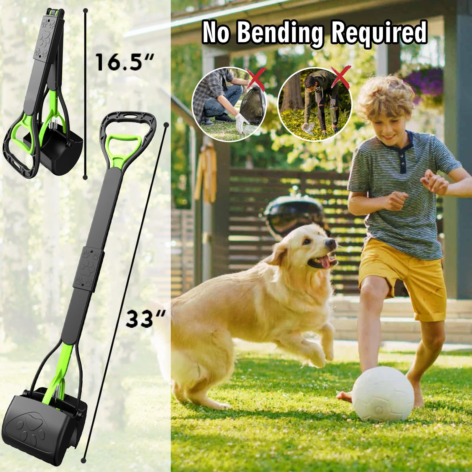 TIMINGILA foldable dog poop pickup tool fits car trunks for on-the-go cleanups