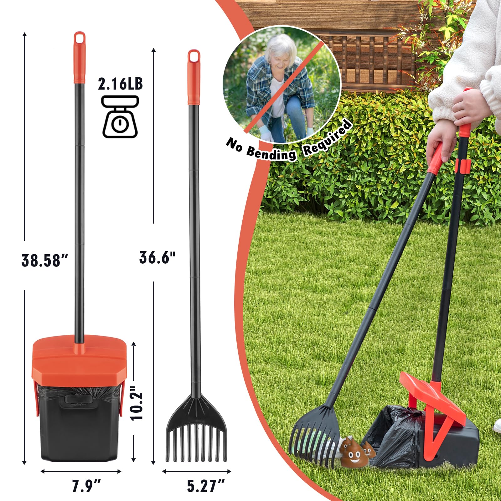 TIMINGILA long-handle cleanup enables seniors to tidy lawns without bending.