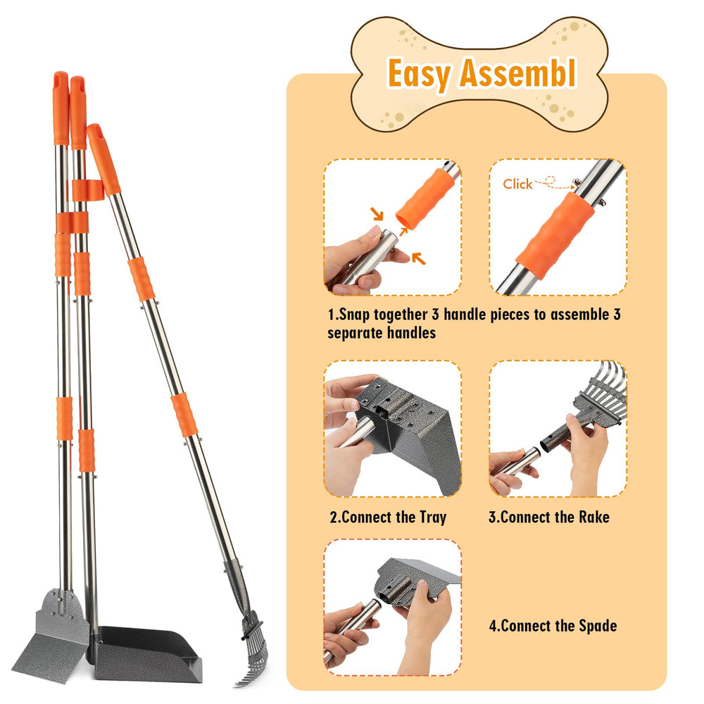 TIMINGILA Pooper Scooper clip-secure tray keeps waste contained during pickup.
