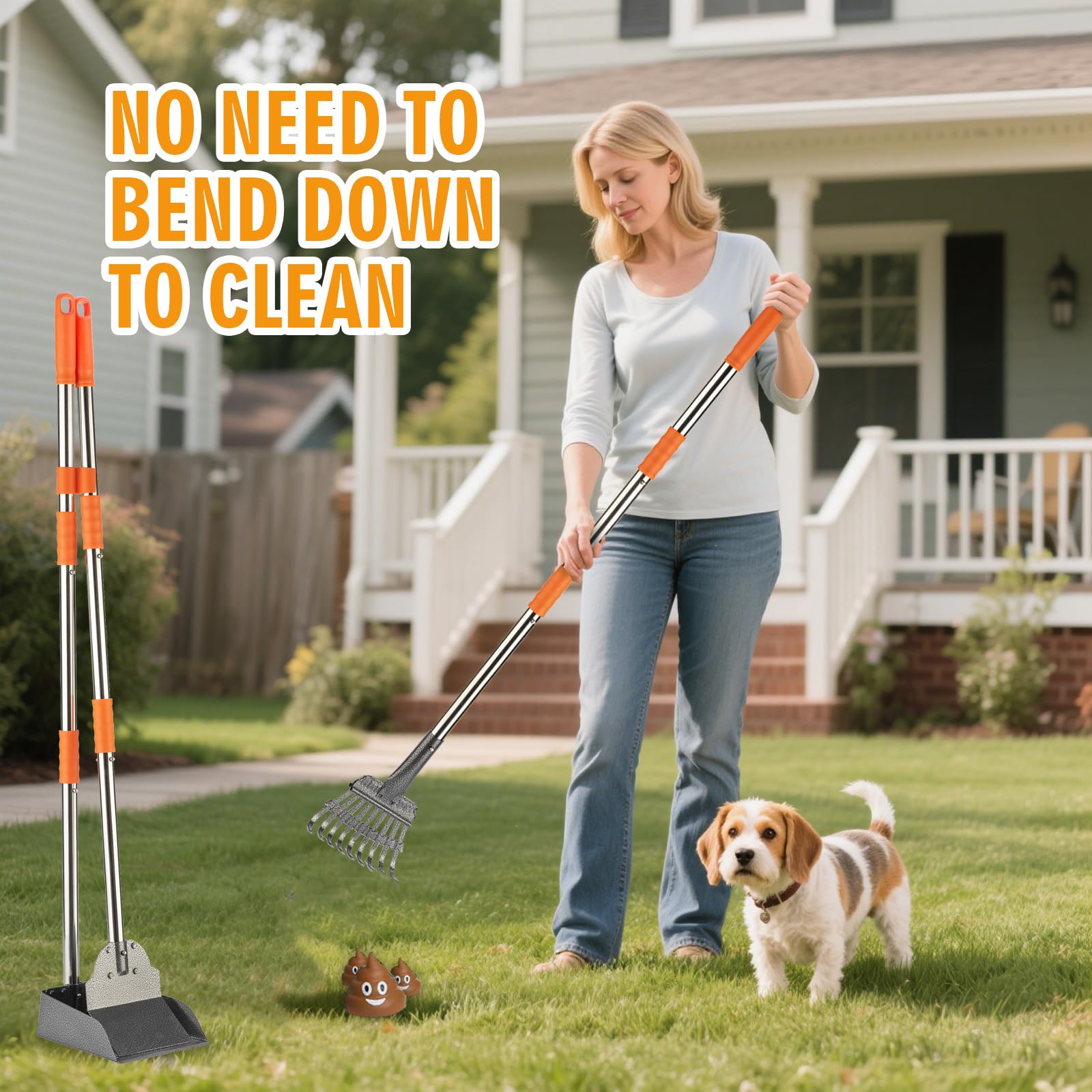 TIMINGILA Pooper Scooper handle extended captures waste without bending for comfortable use.