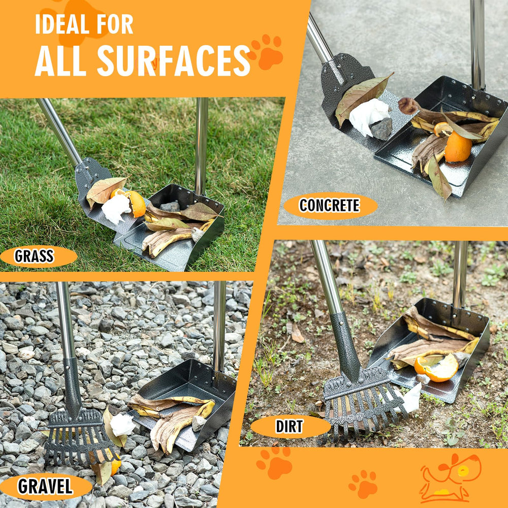 TIMINGILA Pooper Scooper rust-proof metal promises easy cleaning after outdoor use.