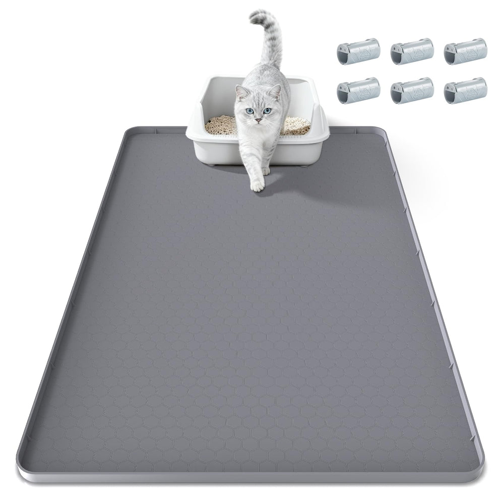 TIMOHCR cat litter mat front view showing wide capture area and lip
