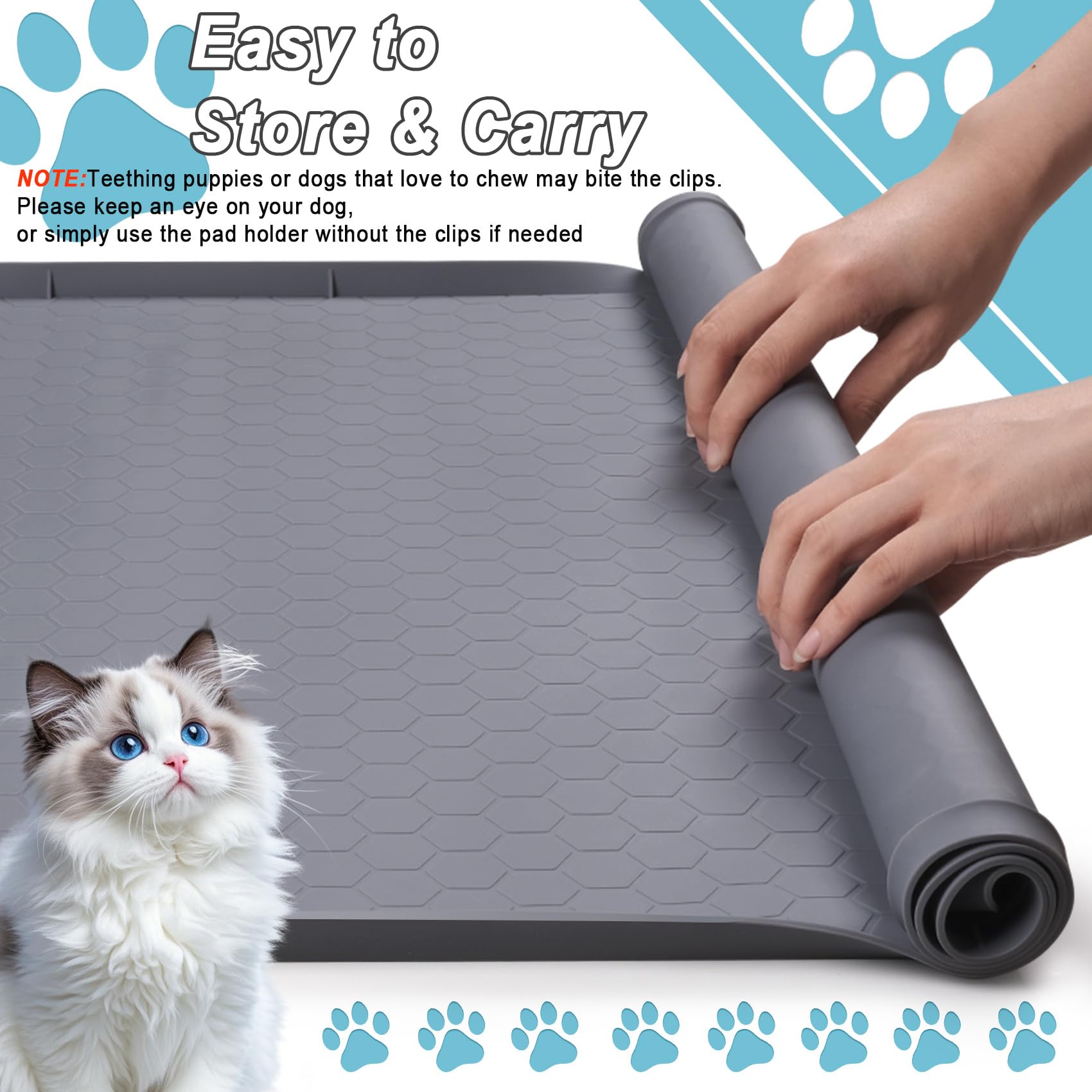 TIMOHCR cat litter mat demonstrates multipurpose use as food or water mat