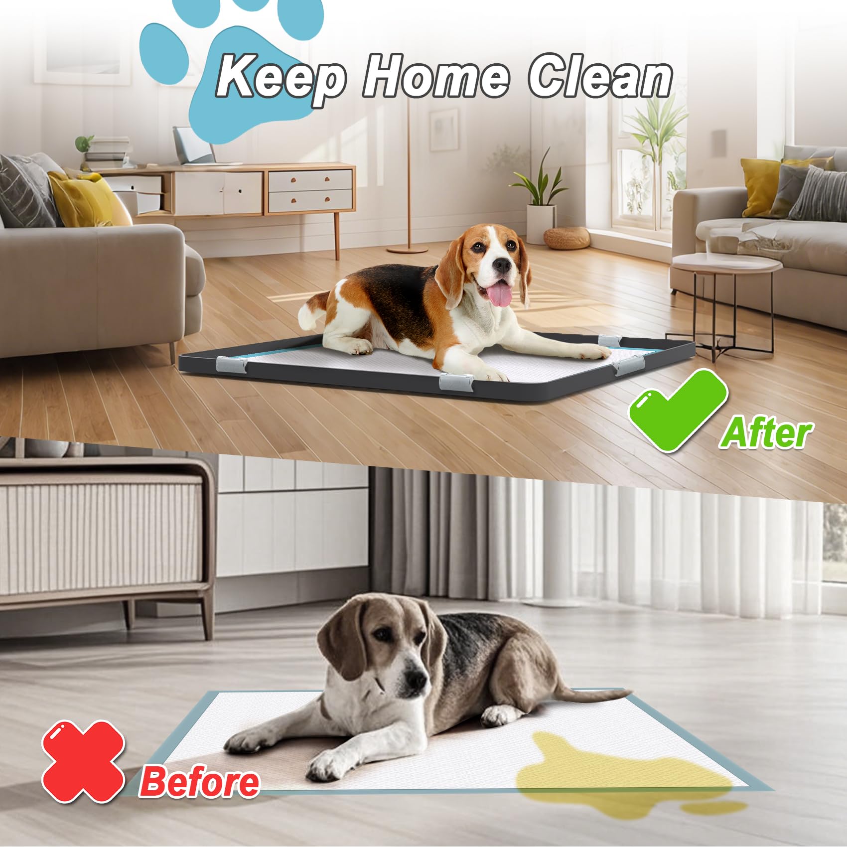 TIMOHCR pee pad tray high edges demonstrate leak-proof protection for floors.