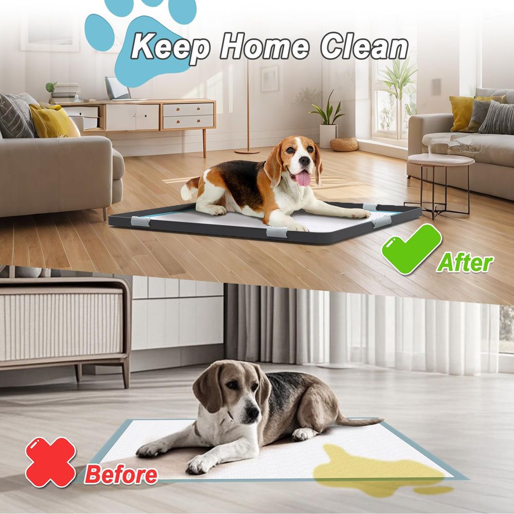 TIMOHCR pee pad tray high edges demonstrate leak-proof protection for floors.