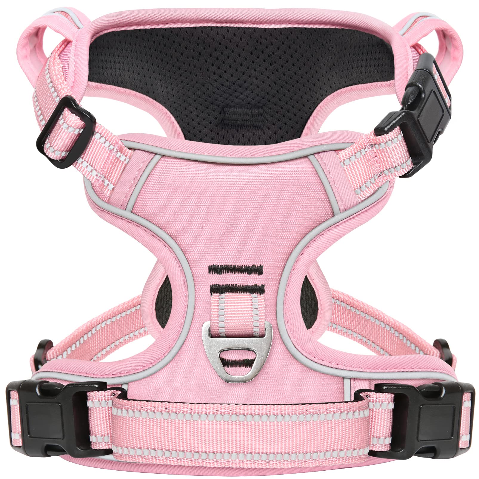 Timos dog harness 3-snap buckles pale pink easy on-off during walks