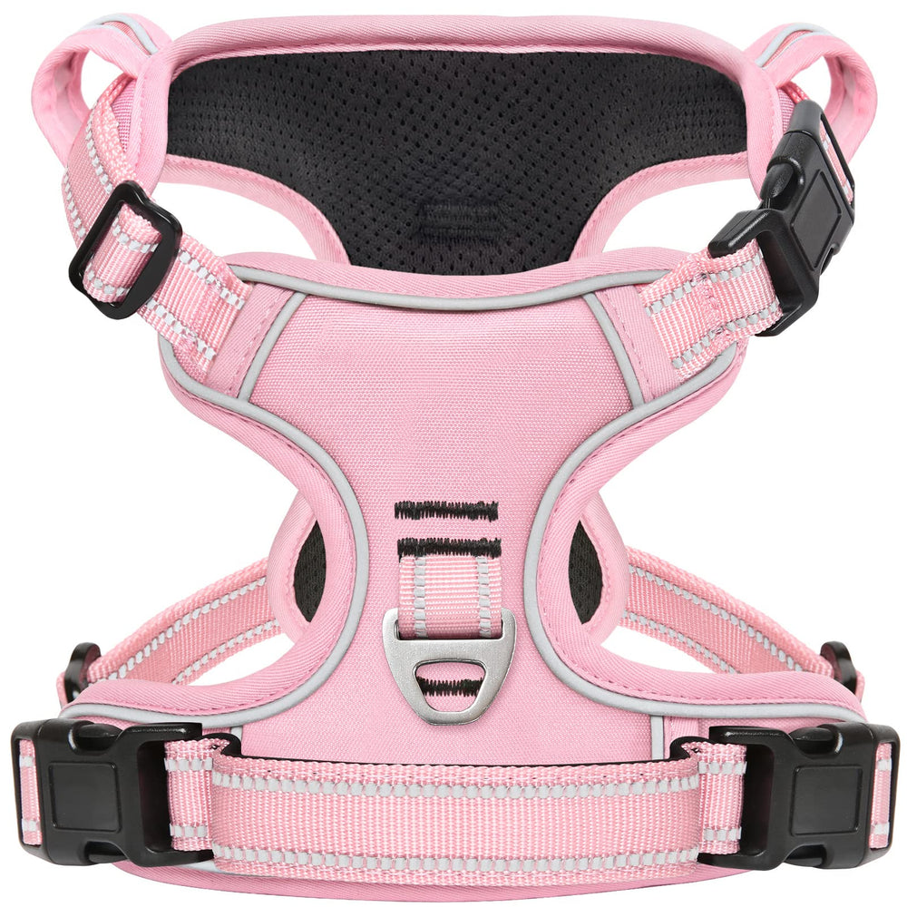 Timos dog harness 3-snap buckles pale pink easy on-off during walks