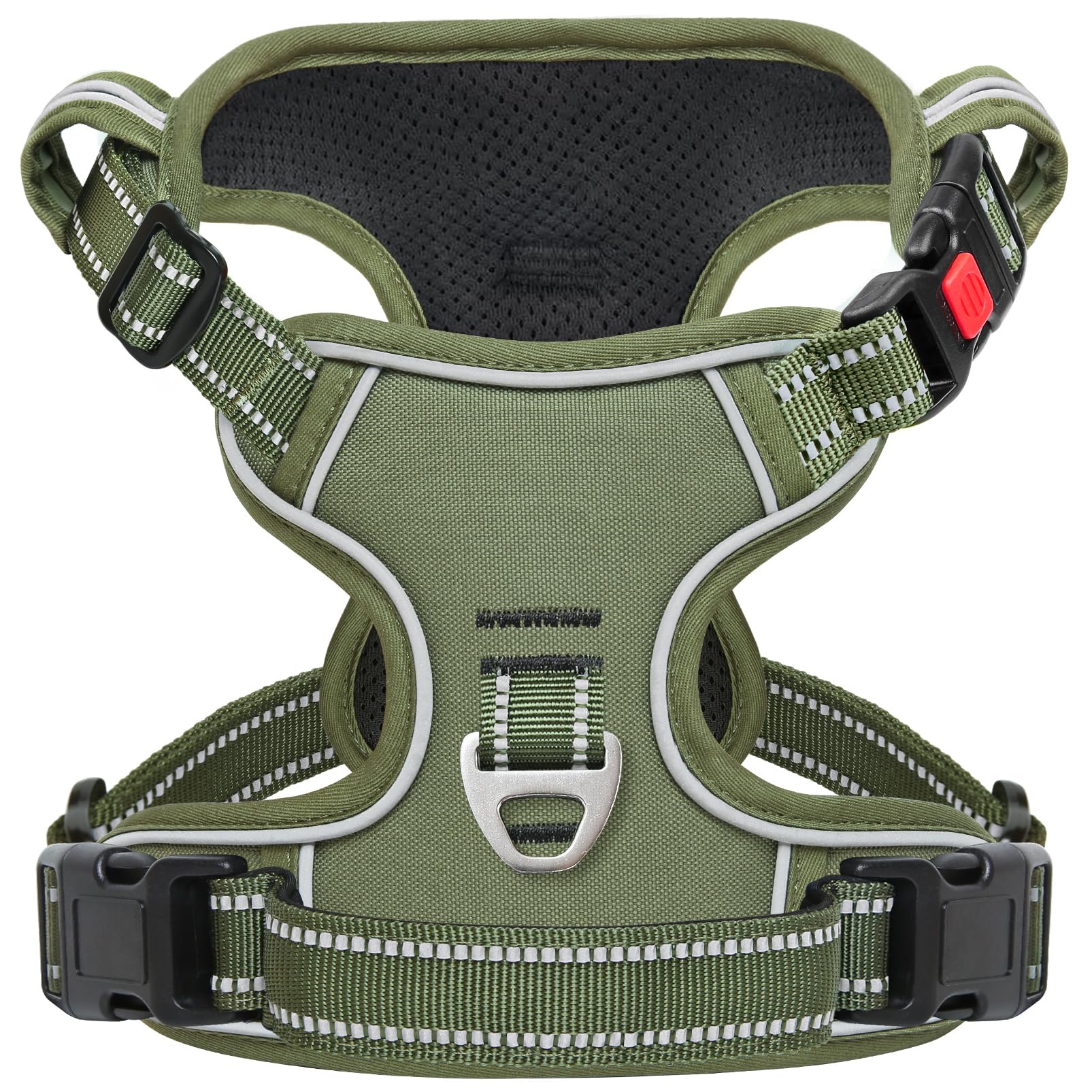 Timos dog harness with three buckles and neck snap for quick, secure on/off