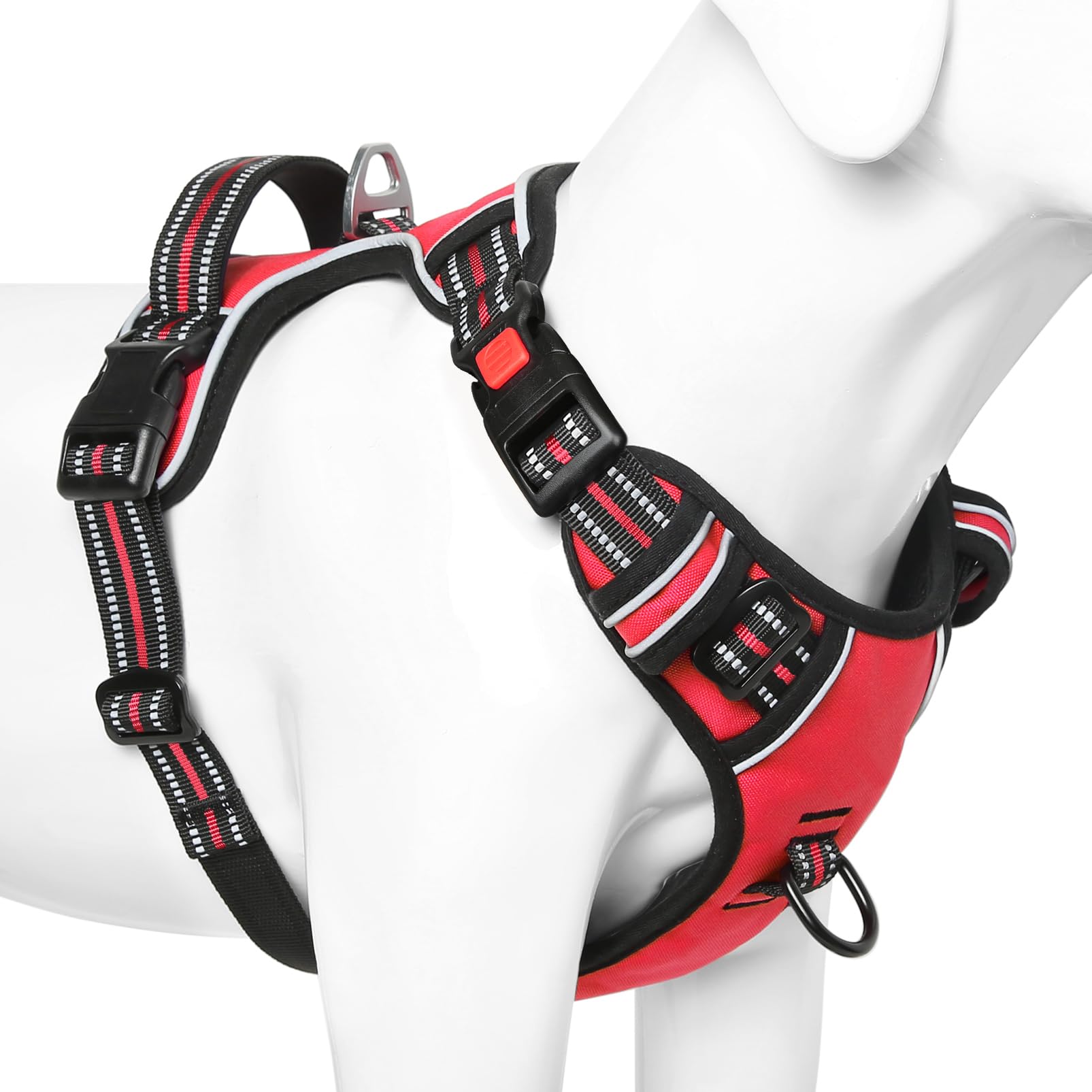 Timos large red harness with reflective material for night-time visibility.
