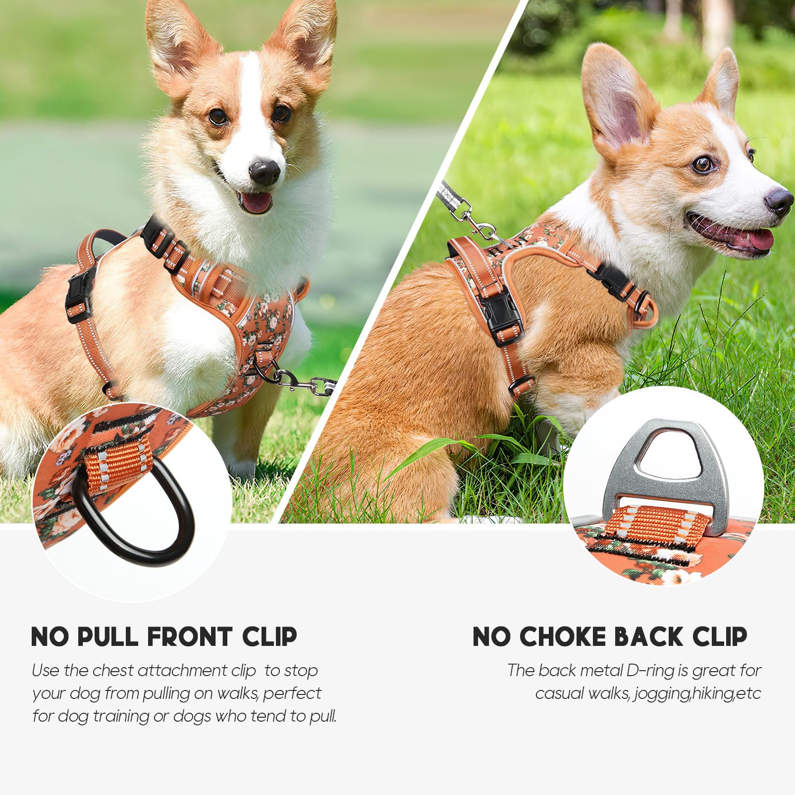 Timos dog harness reflective material enhances visibility at night