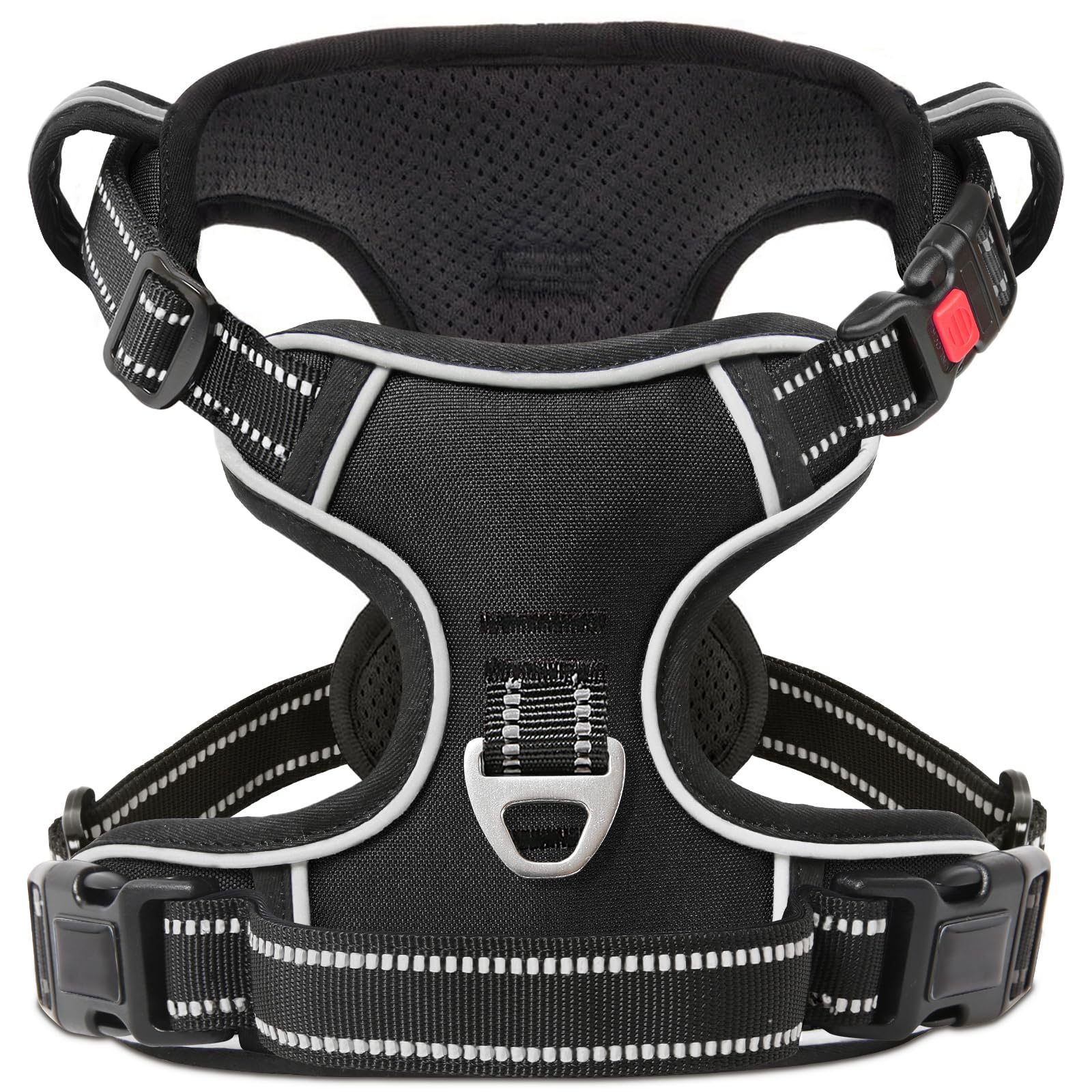 Timos dog harness reflective strip features visibility during evening strolls.