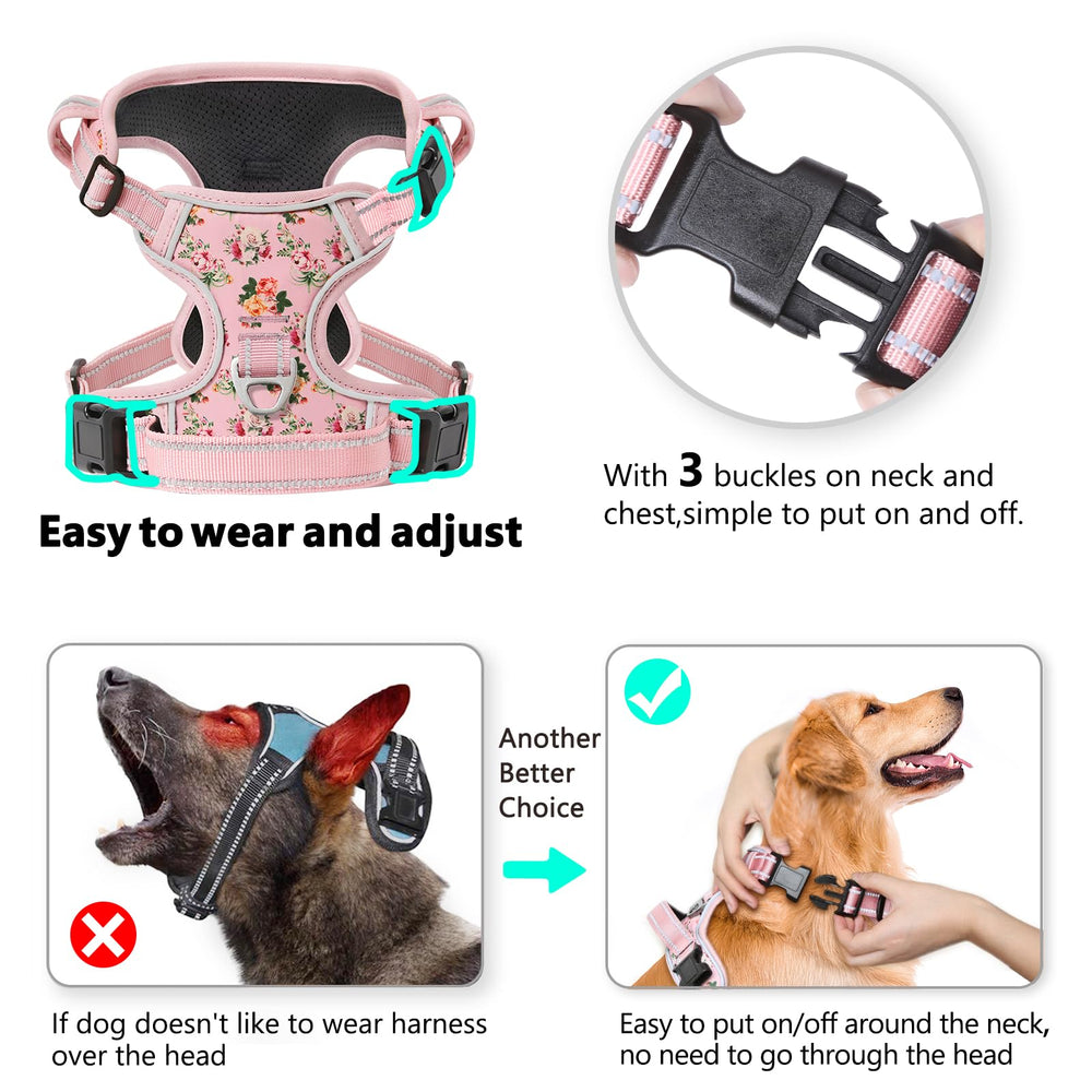 Timos No Pull Harness back clip pink-s for casual leash attachment