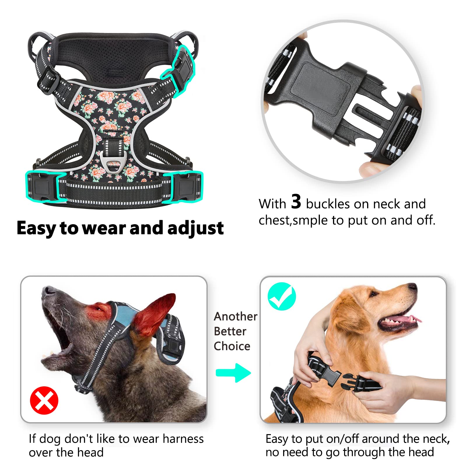 Timos No Pull harness reflective material for nighttime visibility