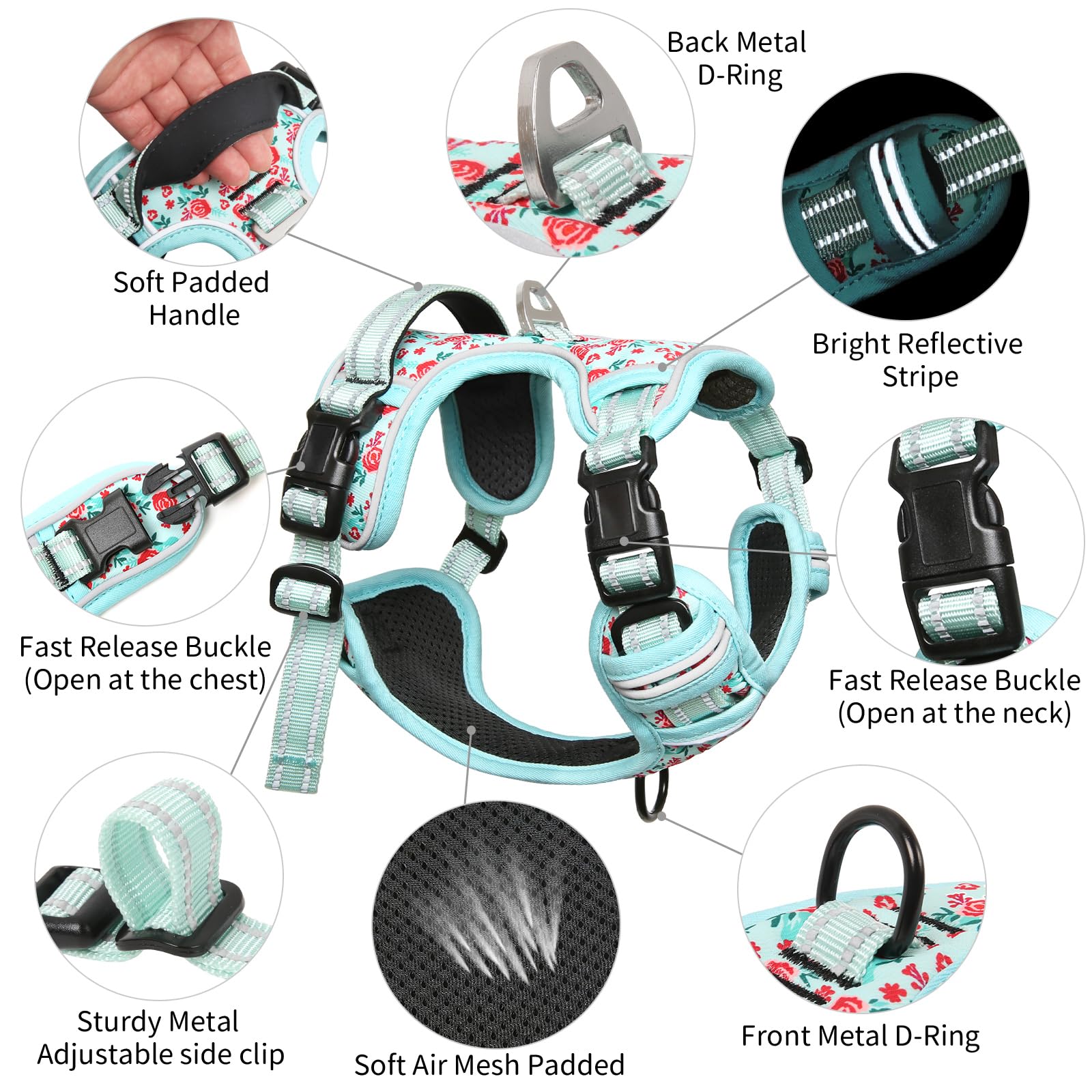 Timos dog harness with two leash rings for safer, versatile training
