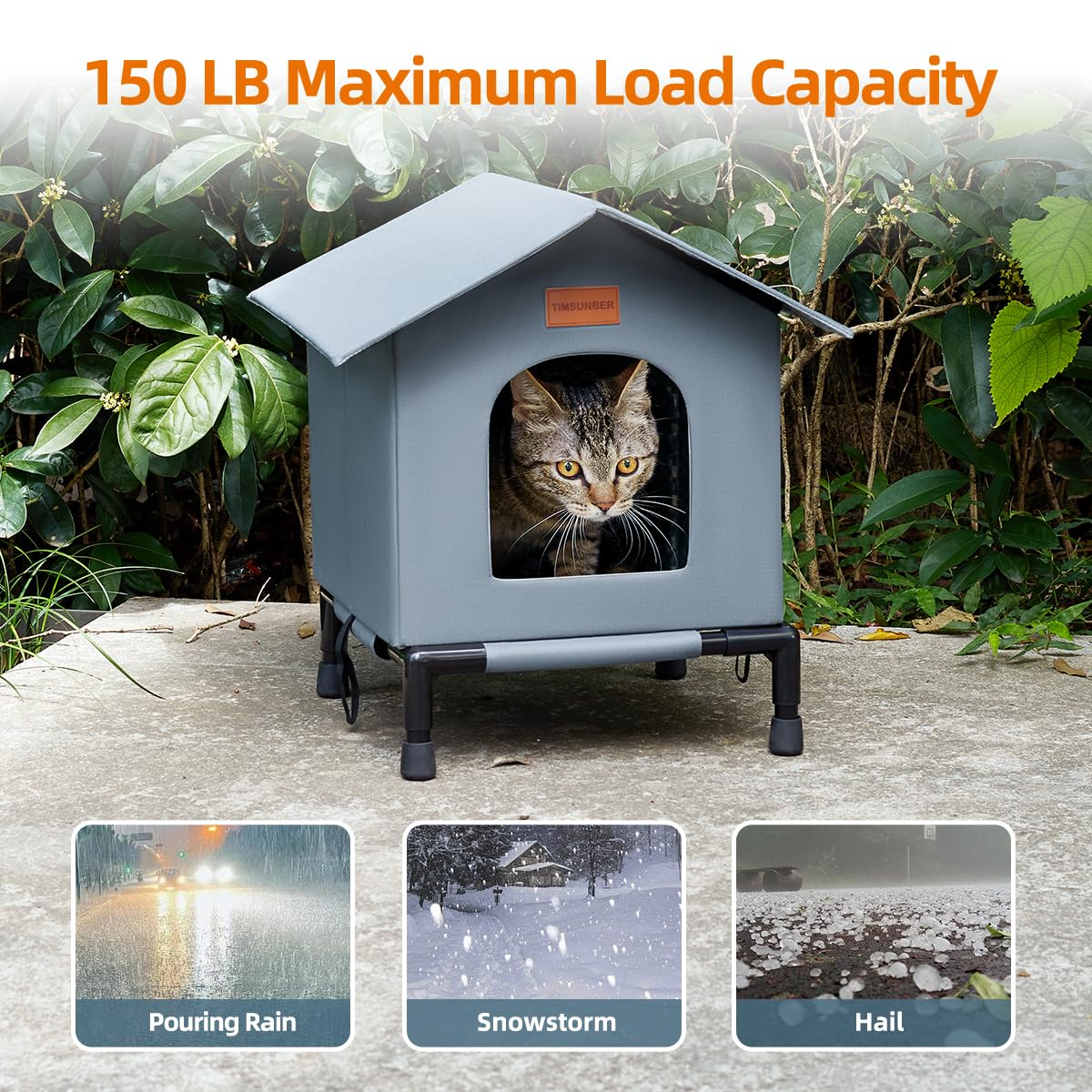 TIMSUNBER closed-design shelter with cat-sized entry keeps drafts out.