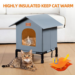 TIMSUNBER raised-bottom cat shelter prevents ground moisture for cozy protection.