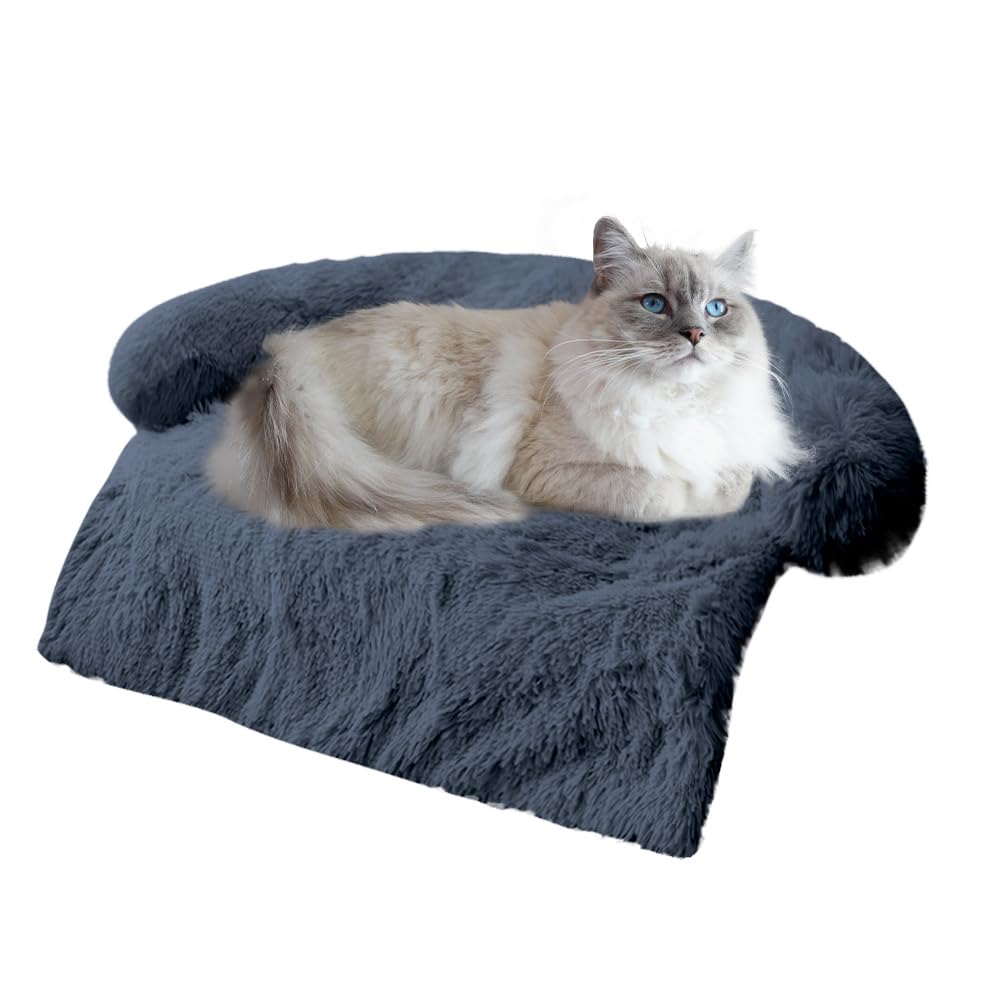 Tinaco calming bed mat navy 31x23 offers cozy rest for dogs and cats.