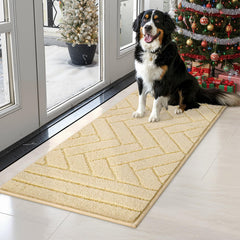 Tindbea dog mat beige front view shows moisture and dirt absorption for entryways