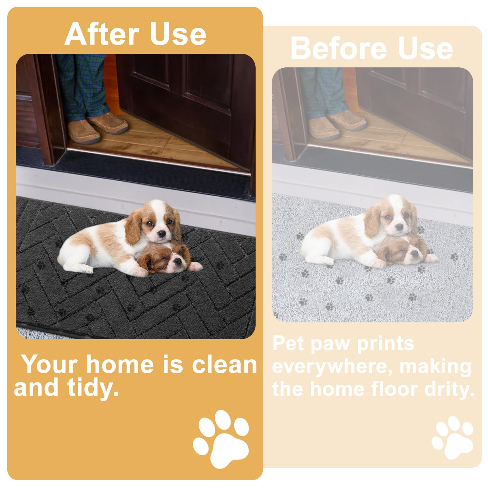 Tindbea dog mat with non slip TPR backing stays put on entryway floors