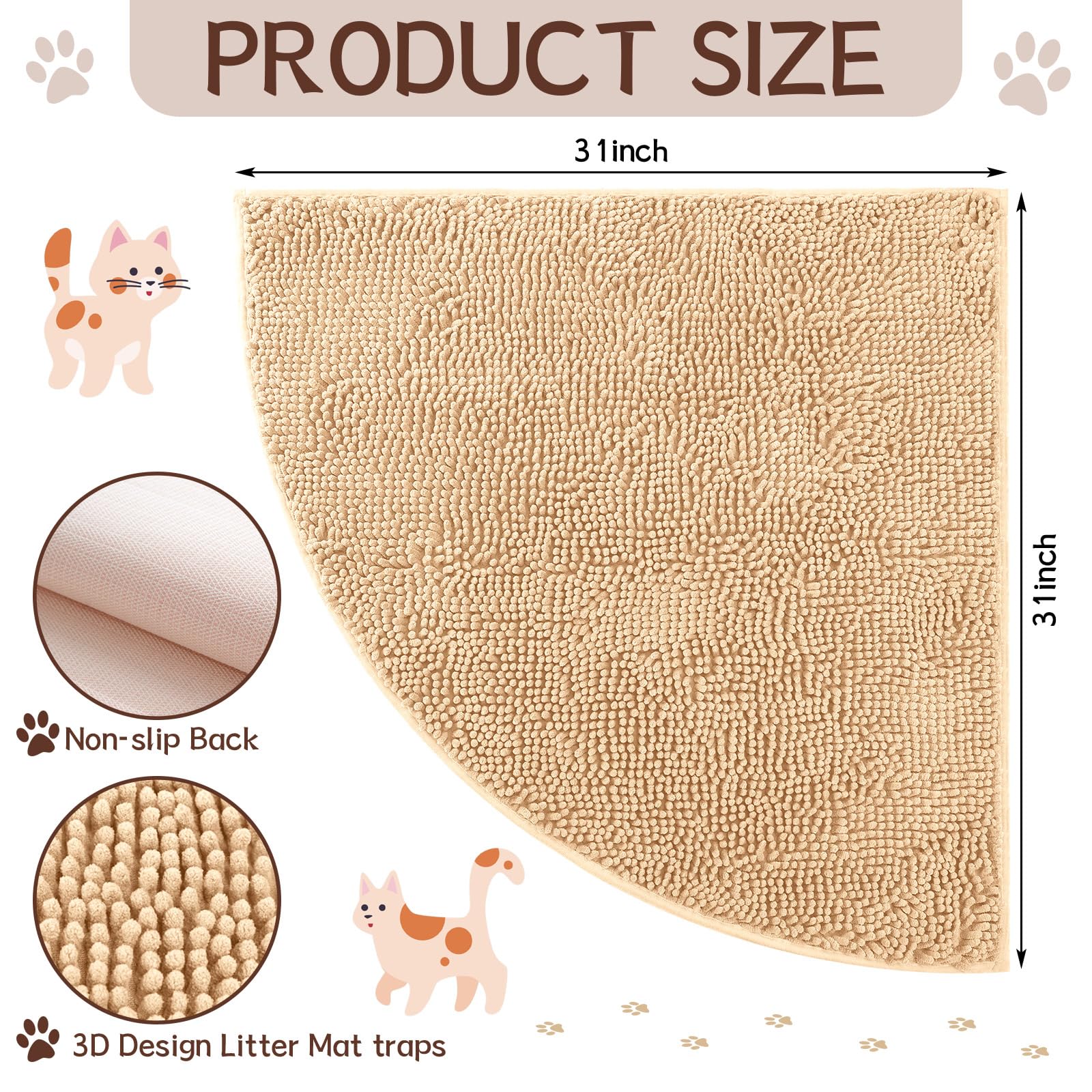 Tinideya litter mat quarter-circle design fits corner, saving space and keeping floors clean