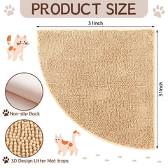 Tinideya litter mat quarter-circle design fits corner, saving space and keeping floors clean