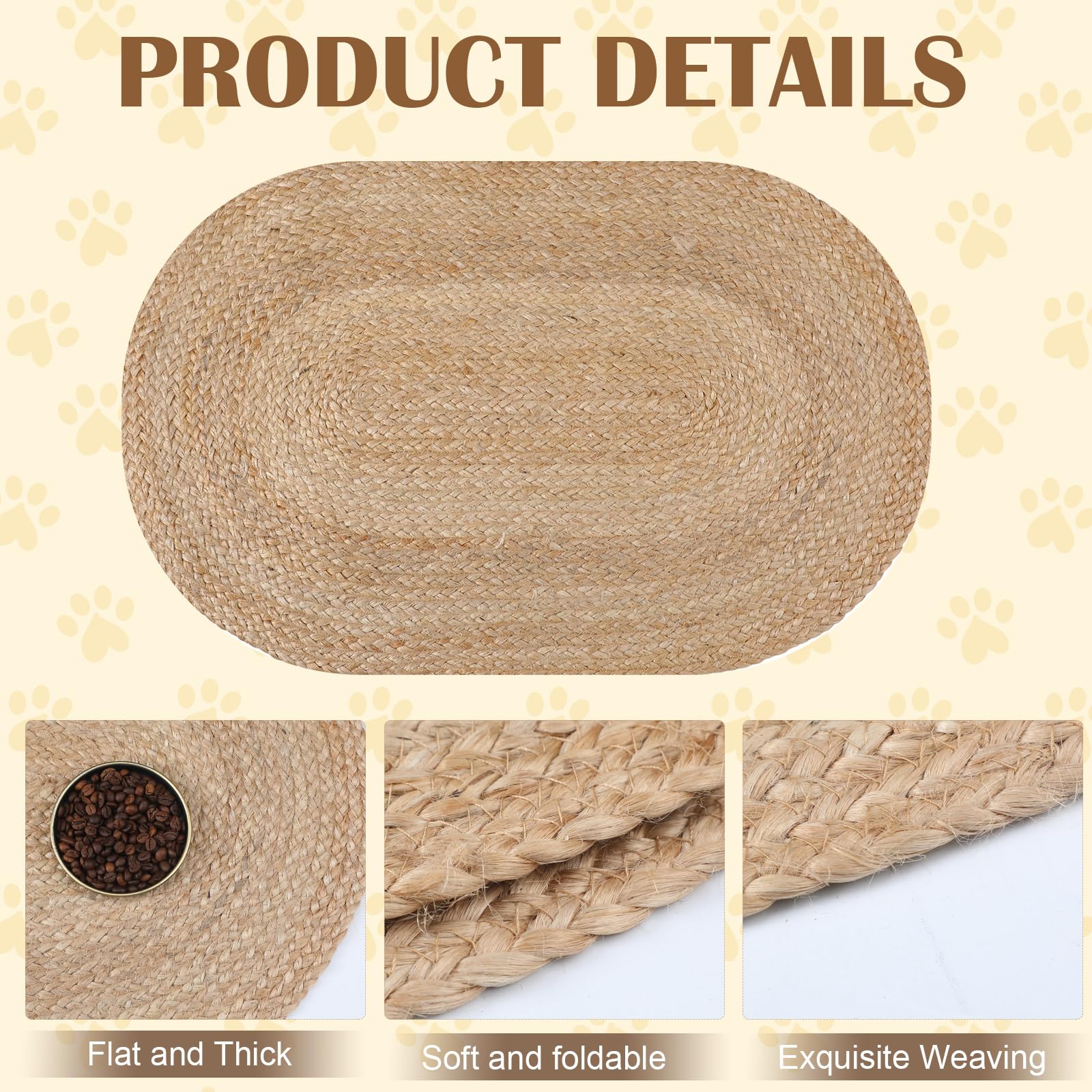 Tinideya oval pet dining mat offers a large surface for bowls and food
