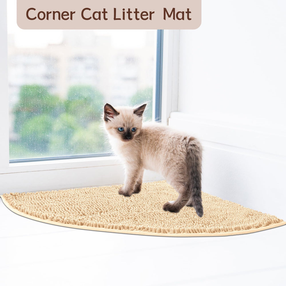 Tinideya sand-colored mat with non-slip backing protects floors