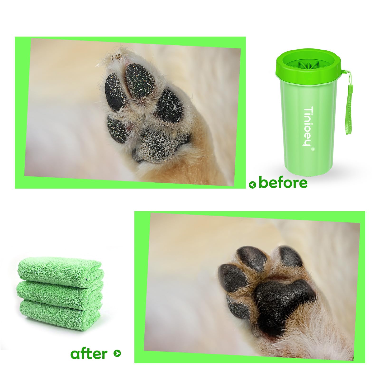Tinioey paw cleaner assembly kit includes all essentials for a complete paw spa.
