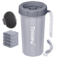 Tinioey paw cleaner with handle cleans muddy paws after walks.