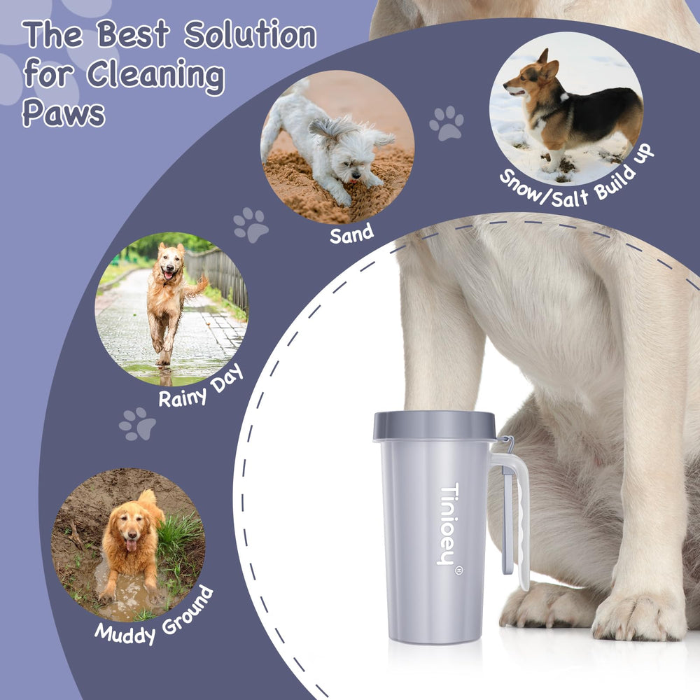 Tinioey paw cleaner with handle delivers quick cleanup after outdoor adventures.