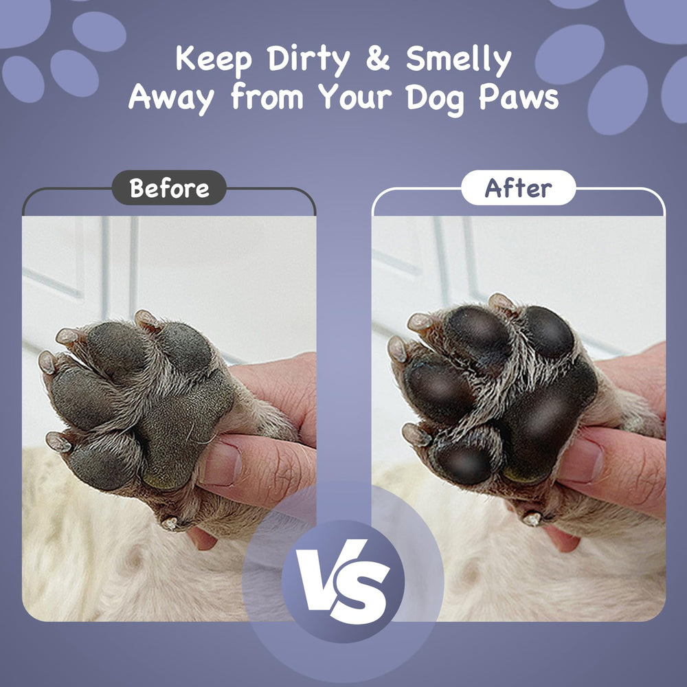 Tinioey paw cleaner in action after a rainy walk.