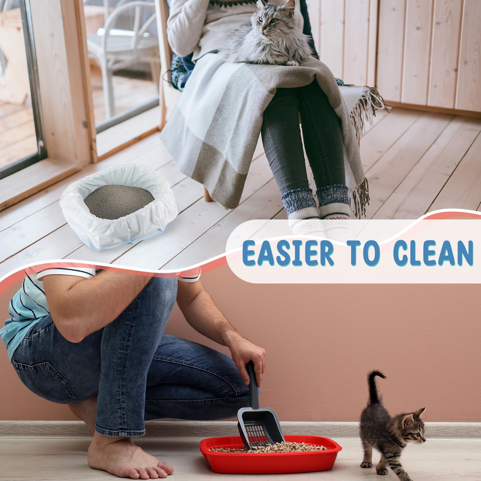 Tinlade easy-tear seam liners simplify bagging and lining litter boxes