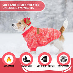 2 Pieces Dog Sweaters for Small Dogs close-up shows snug, breathable fleece
