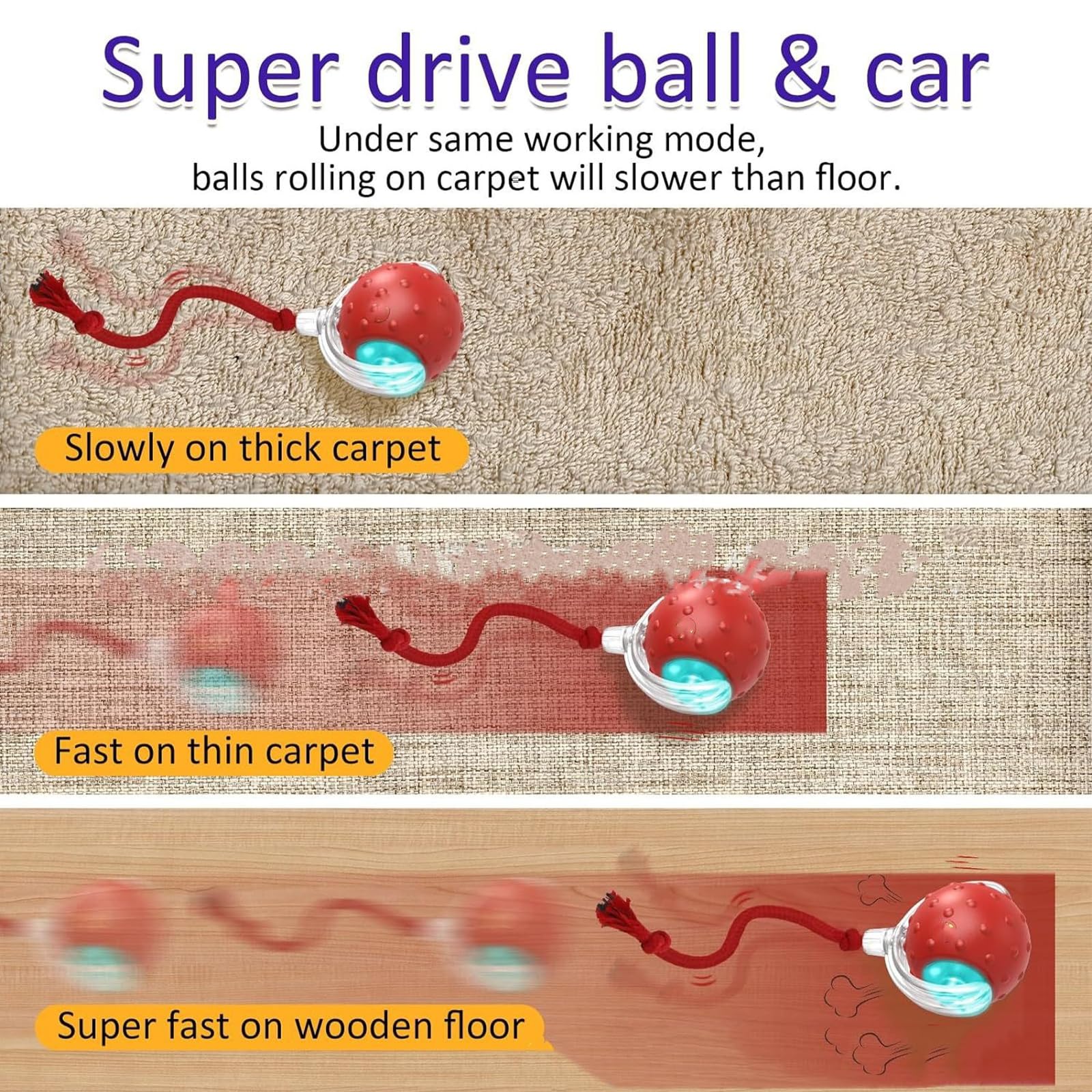Tiny Fetch Toy rechargeable battery red enables long play sessions.