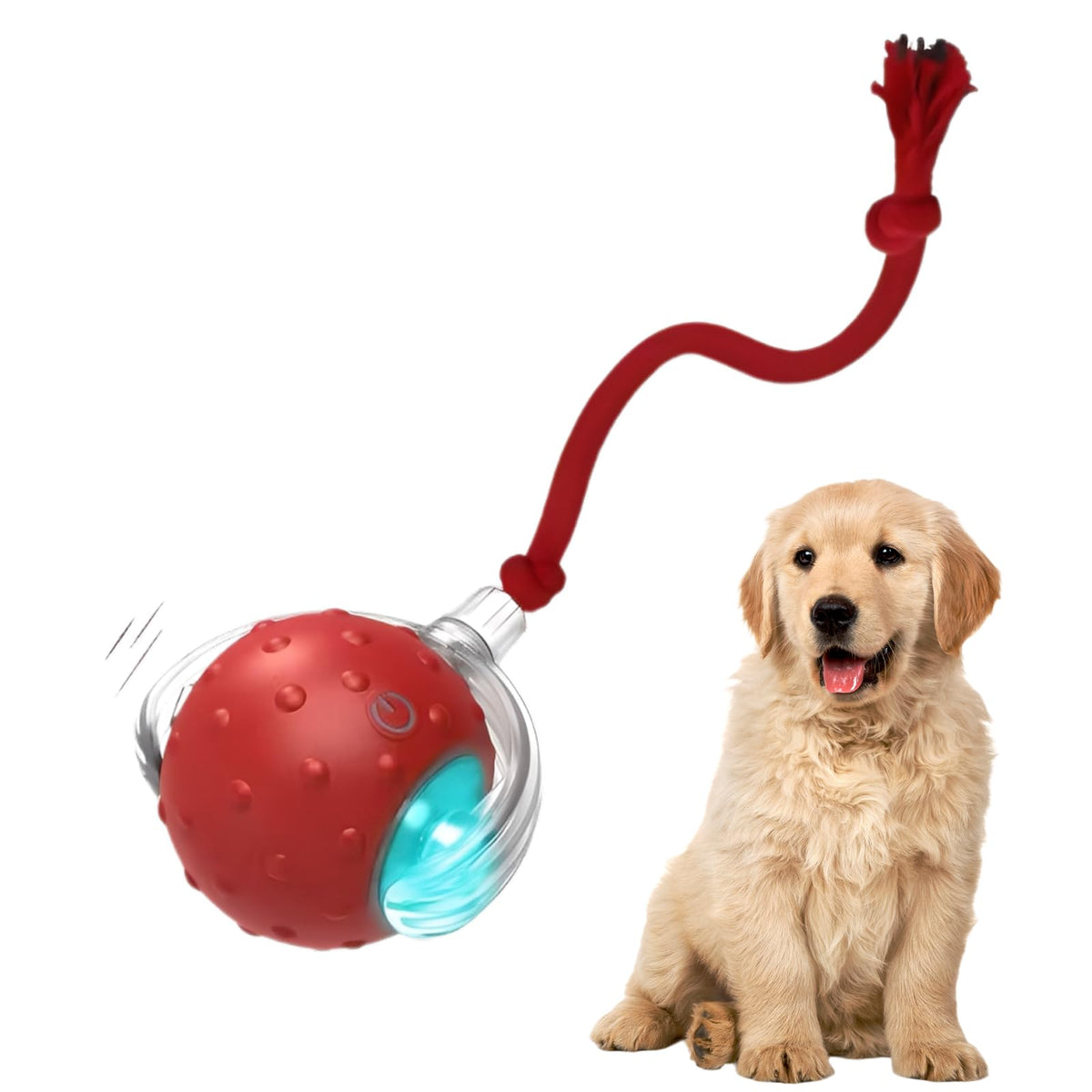 Tiny Fetch Toy 360-degree roller in red for engaging indoor play.