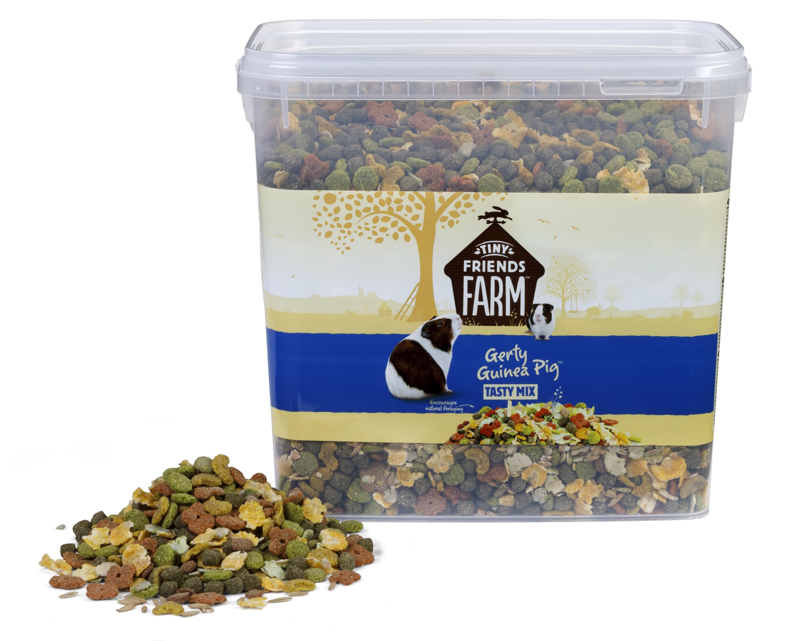 Tiny Friends Farm Gerty Guinea Pig Tasty Mix serving bowl ready for portioning.