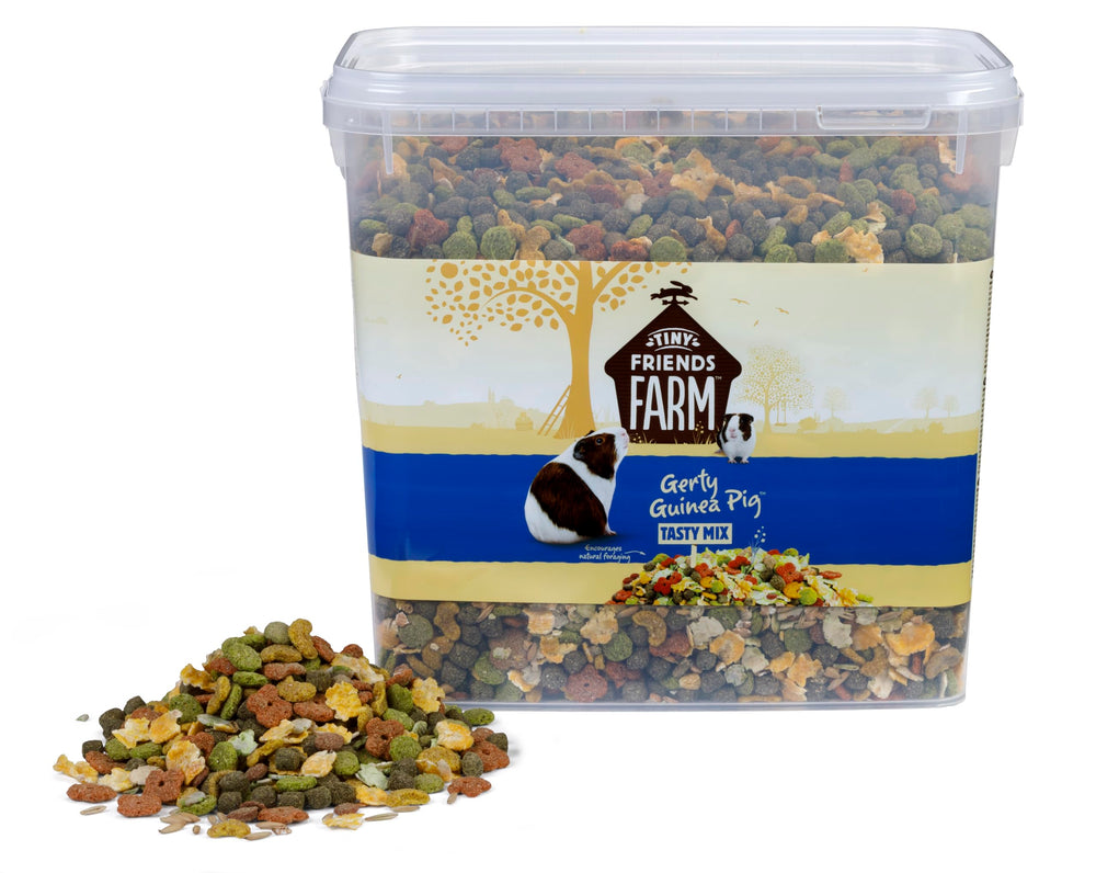 Tiny Friends Farm Gerty Guinea Pig Tasty Mix serving bowl ready for portioning.