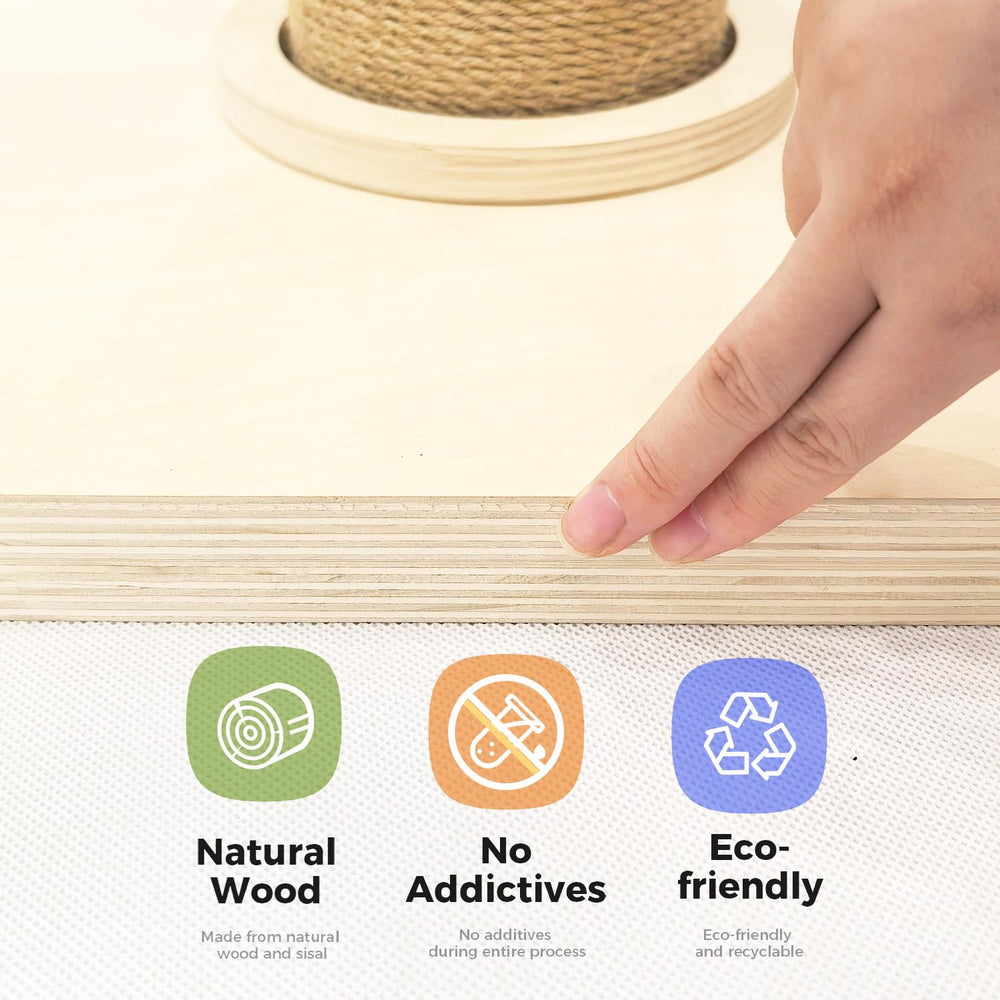 TinyBeast natural sisal wrap resists wear for long-lasting clawing sessions.